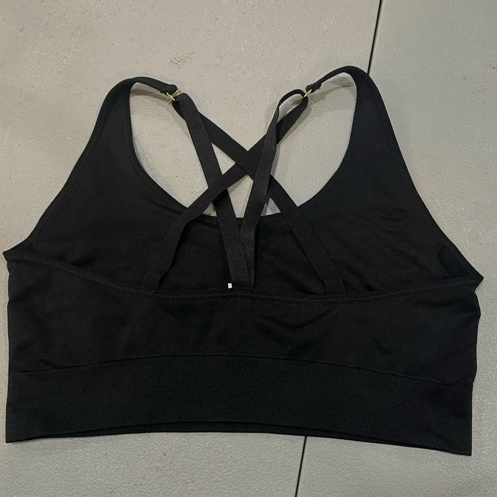 Puma Black Sports Bra with Gold Logo